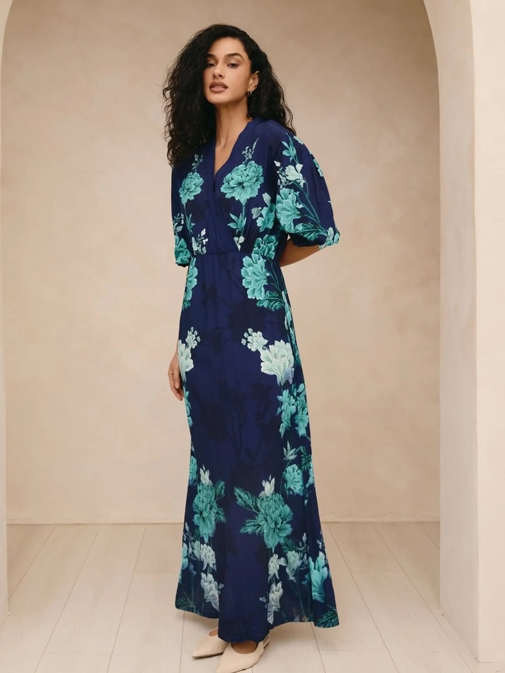 Raishma Frankie Navy Floral Maxi Dress NWT